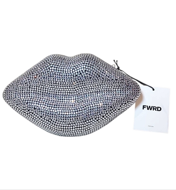 NWT $345 SIMON MILLER Crystal Lip Clutch Convertible Crossbody Kiss Clutch - Picture 5 of 10